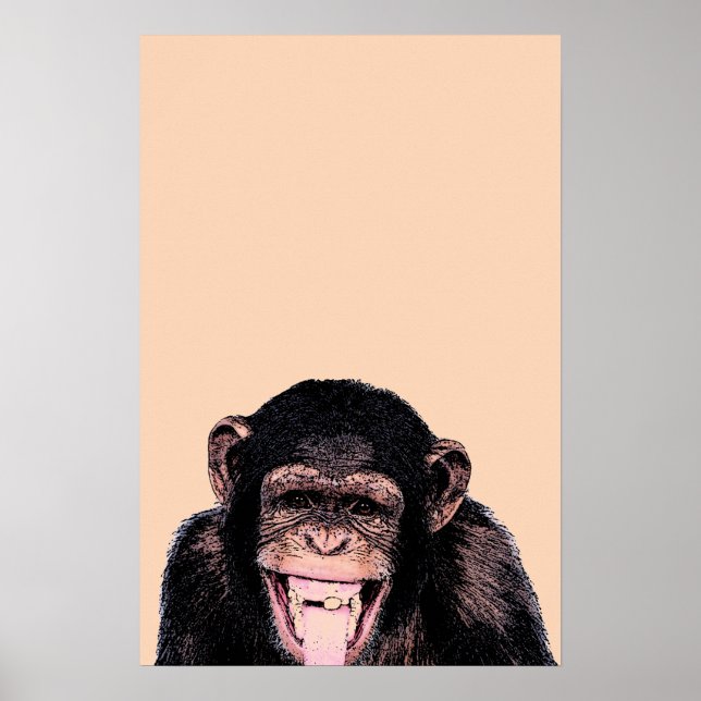 Póster Pop Art Chimpanzé Que Estica A Língua (Frente)