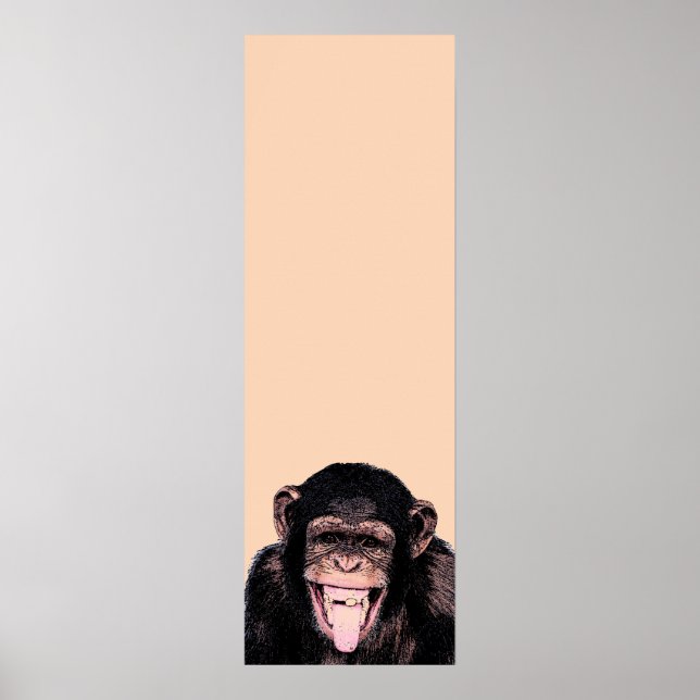 Póster Pop Art Chimpanzé Que Estica A Língua (Frente)