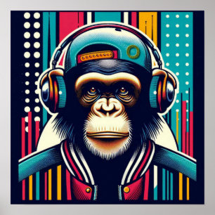 POSTER POP-ART CHIMPANZEE 2