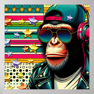 POSTER POP ART CHIMPANZEE 3