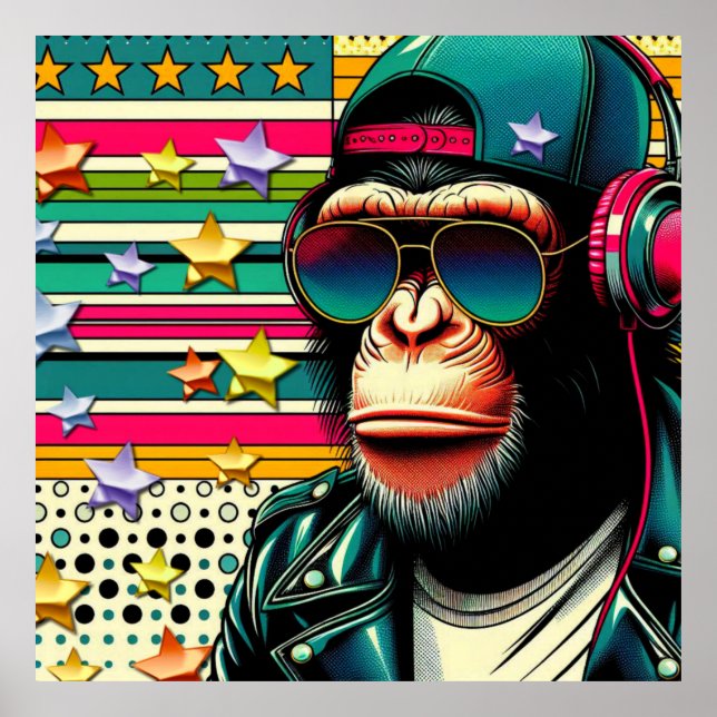 POSTER POP ART CHIMPANZEE 3 (Frente)