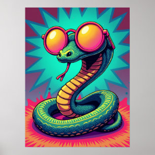 Poster Pop Art Cobra com óculos retrorreflectores do arco