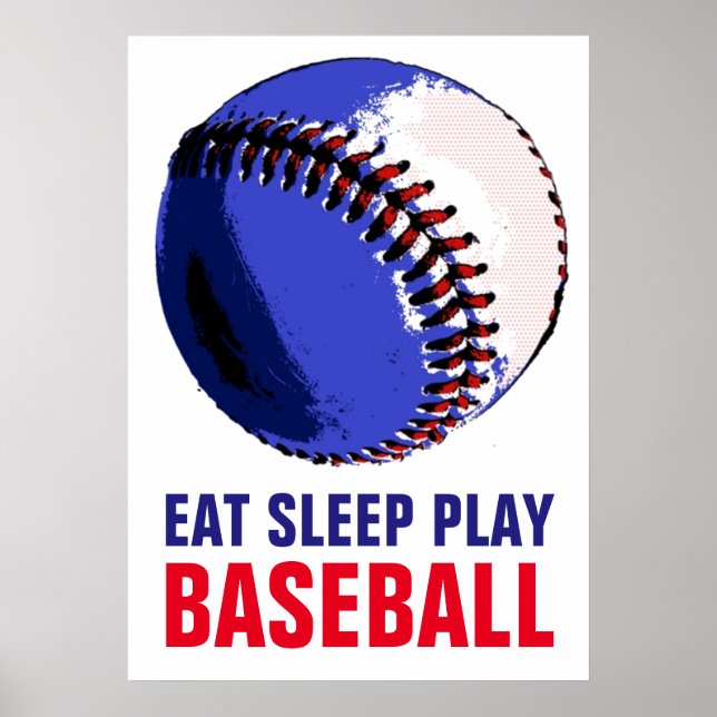 Póster Pop Art Comer Sleep Tocar Baseball (Frente)