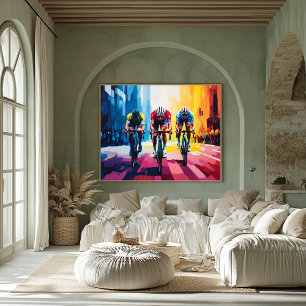 Poster Pop Art Cycling Race Wall Art - Bike Racing Impres