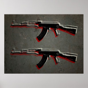Póster Pop art da espingarda de assalto de AK47