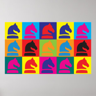 Póster Pop art da xadrez