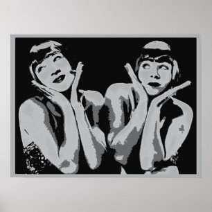 Póster pop art das meninas do flapper do 1920 do vintage,