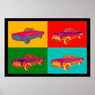 Póster Pop art do Convertible do SL do Benz 280 de