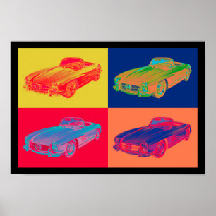 Póster Pop art do Convertible do SL do Benz 300 de