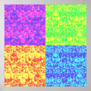 Póster Pop art do invólucro com bolhas de ar do arco-ír