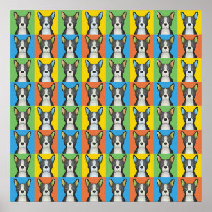 Póster Pop art dos desenhos animados do cão de Boston