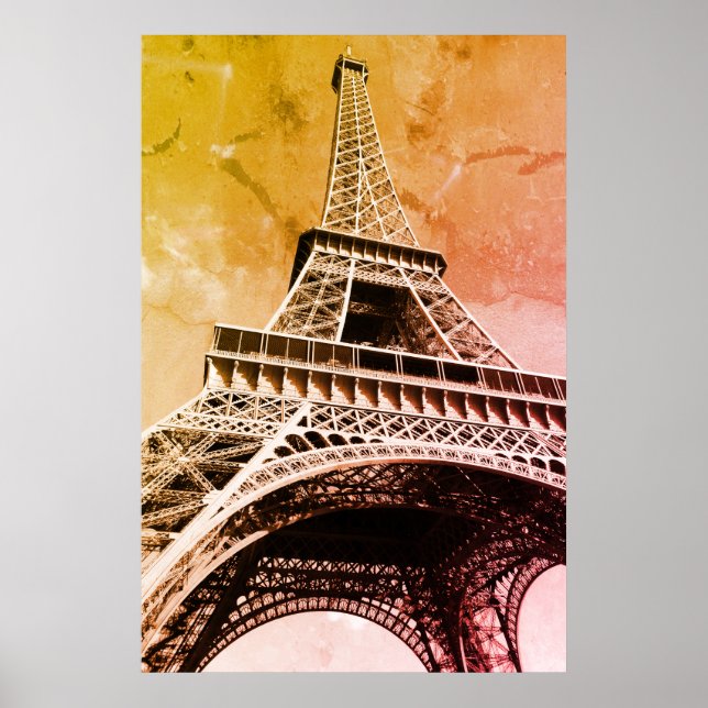 Póster Pop Art Eiffel Torre Paris Romance (Frente)