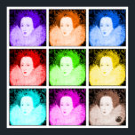Póster Pop Art Elizabeth I<br><div class="desc">Esta versão colorida de pop de um retrato de Elizabeth First é uma maneira divertida de expressar seu amor por Elizabeth I e todas as coisas do Elizabethan. Disponível numa vasta gama de t-shirts e presentes.</div>