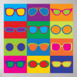 Póster Pop Art Eyeglass<br><div class="desc">Pop-Art ilustração estilizada dos estilos populares de quadros de óculos num quadro de verificação colorido.</div>