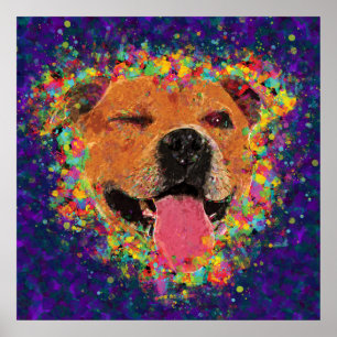 Póster Pop art feliz do pitbull