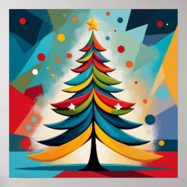 Poster Pop Art Geometric Christmas Feathered Branches