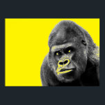 Poster Pop Art Gorilla Yellow Cinza<br><div class="desc">Computador digital Arte animal - Arte de Pop universitária - Imagens de computador animal selvagem</div>