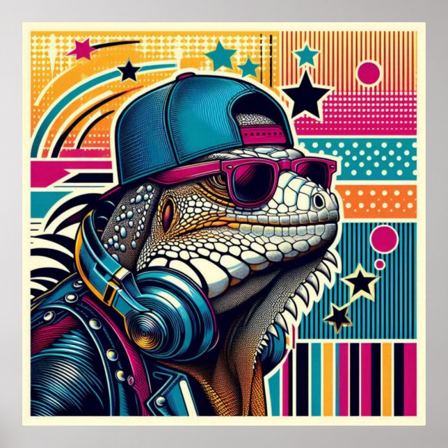 POSTER POP ART IGUANA 4 (Frente)
