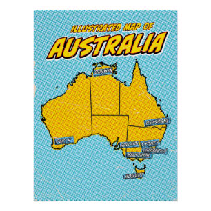 Póster Pop Art Ilustrado Austrália 