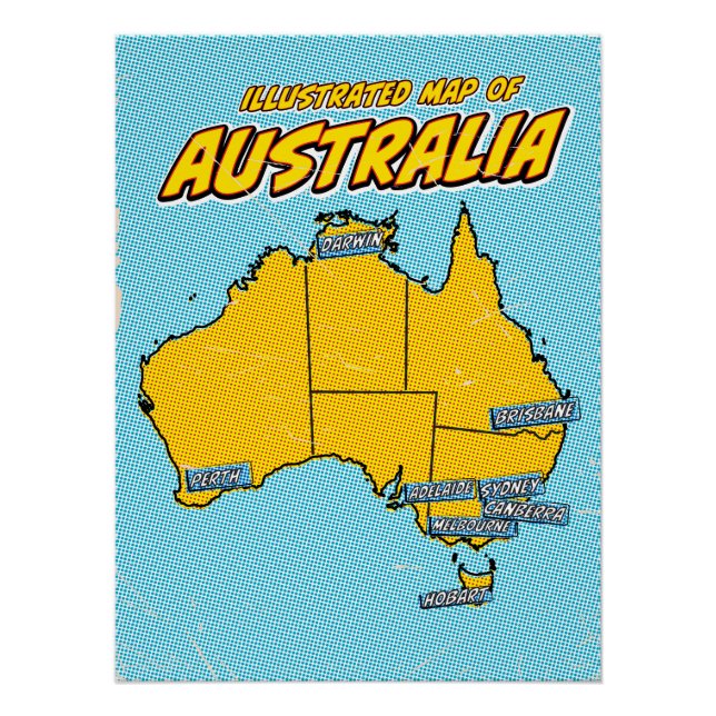Póster Pop Art Ilustrado Austrália  (Frente)