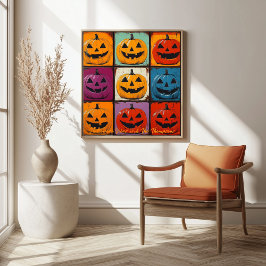 Poster Pop Art Jack-o'-Lanterna Grid Walloween Art