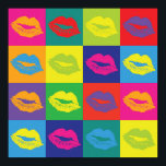 Poster Pop Art Lábios Beijos Coloridos<br><div class="desc">Lábios de Arte Pop Sassy Beijam Marcas Poster Coloridas.</div>