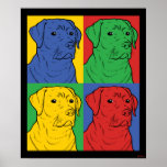 Poster Pop Art Labrador Retriever<br><div class="desc">O gráfico de arte "Pop Art Labrador Retriever" desenhado por bCreative mostra um perfil icônico de um cão numa peça de pop de quatro painéis! Isso faz um presente excelente para a família, amigos ou um presente para você mesmo! Este gráfico engraçado é um excelente adicional ao estilo de qualquer...</div>