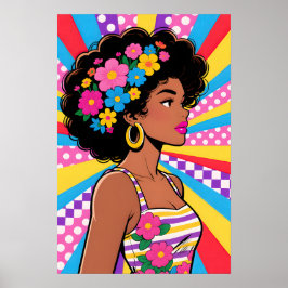 Poster Pop Art Menina com Flores