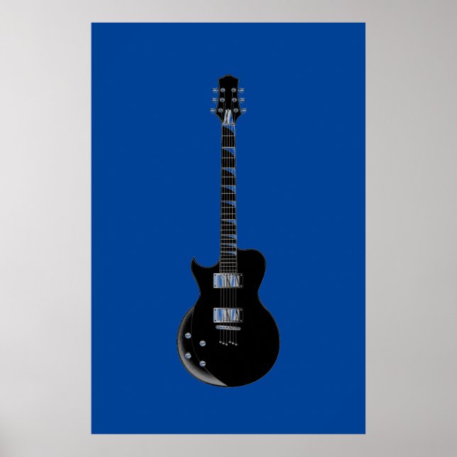 Póster Pop-Art Negro Guitarra (Frente)