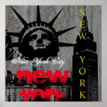 Poster Pop Art Nova Iorque de Manhattan Estátua da Liberd<br><div class="desc">Estilo de Pop de Arte Contemporânea Trabalho Digital - Estátua da Liberdade,  Arranha-céus Poster de Arte</div>