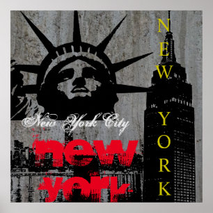 Poster Pop Art Nova Iorque de Manhattan Estátua da Liberd