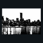 Póster Pop Art Nova Iorque de Manhattan Silhouette<br><div class="desc">Imagem Digital Nova Iorque da Noite Negra e Branca - Principais cidades dos Estados Unidos da América</div>