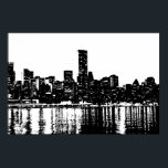 Póster Pop Art Nova Iorque de Manhattan Silhouette<br><div class="desc">Imagem Digital Nova Iorque da Noite Negra e Branca - Principais cidades dos Estados Unidos da América</div>