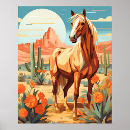 Poster Pop Art Palomino Desert Horse