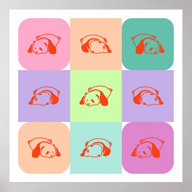 Poster Pop Art Panda Bear Mix (Frente)