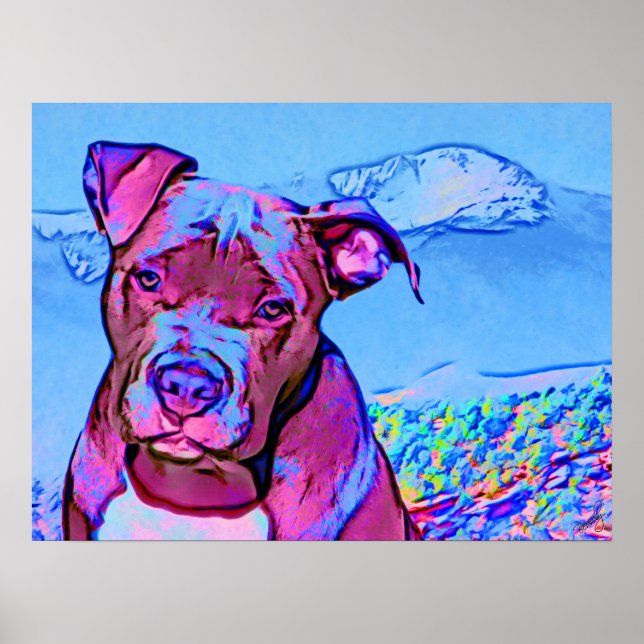 Poster Pop Art Pit Bull Puppy Dog (Frente)