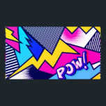 Poster Pop Art Pow! Padrão em magenta, azul e preto<br><div class="desc">Padrão de Pop de arte gráfico,  apresentando uma fofa tipografia 'POW!',  contra um padrão abstrato colorido. Entre em contato com o designer para obter solicitações especiais. © Copyright 2021 P.D.,  Vintage Comic Art. Todos os direitos reservados.</div>