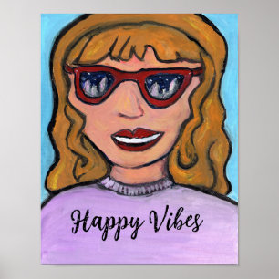 Poster Pop Art Preppy Cartoon Girl Single Teen Fun