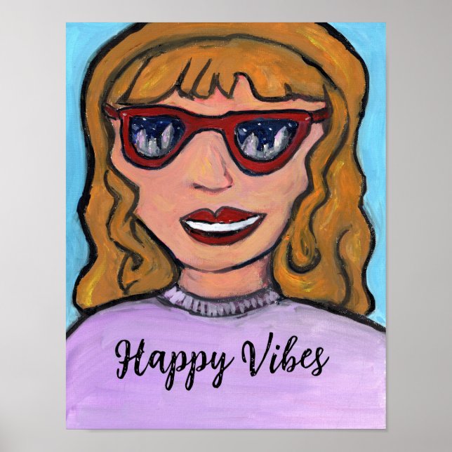 Poster Pop Art Preppy Cartoon Girl Single Teen Fun (Frente)
