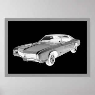 Póster Pop Art Preto E Branco 1967 Buick Riviera