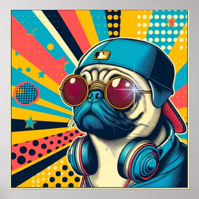 POSTER POP-ART PUG LIFE 3 (Frente)