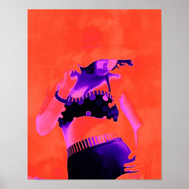 Poster Pop Art Retro Hippy Chic Boho Trabalho de arte Gir (Frente)