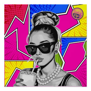 Póster Pop Art Retrô Mulher Fashion Preto e Branco