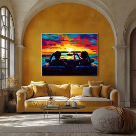 Poster Pop Art Road Trip Sunset Wall Art - Aventura