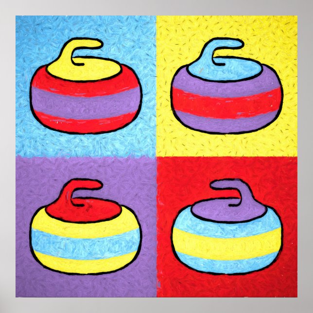 Poster Pop Art Rocks Curling Design (Frente)