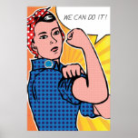 Póster Pop Art Rosie, o ribeiro que podemos fazer! Bolinh<br><div class="desc">Feliz aniversário, Rosie, o Riveter! Em homenagem ao aniversário de 70 da criação de J. Howard Miller, nós reimaginamos o clássico "Nós podemos fazer isso"! poster como se Roy Lichtenstein o pintasse nos anos 60. Esta versão vibrante apresenta os pontos clássicos do Ben-Day que Lichtenstein tornou famosos em seus trabalhos...</div>