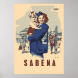 Póster Pop-art Sabena Ex Belgium Airlines<br><div class="desc">Tamanhos padrão disponíveis (em polegada ou cm), entre em contato conosco. O próprio vetor funciona em quatro cores inspirado num cartão postal vintage da Sabena, que era a companhia aérea nacional da Bélgica entre 1923 e 2001, até à falência. Nota: esta é uma obra recém-criada, não uma reprodução. A fonte...</div>