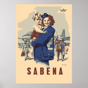 Póster Pop-art Sabena Ex Belgium Airlines