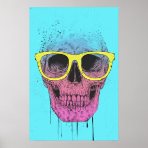 Póster Pop art skull with glasses