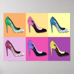 Póster Pop Art Stiletto Pumps / Calçados / Altos Saltos<br><div class="desc">"Glorificação do Stiletto": renderização por Pop da amada bomba stiletto</div>